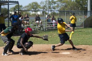 batter swinging at pitch